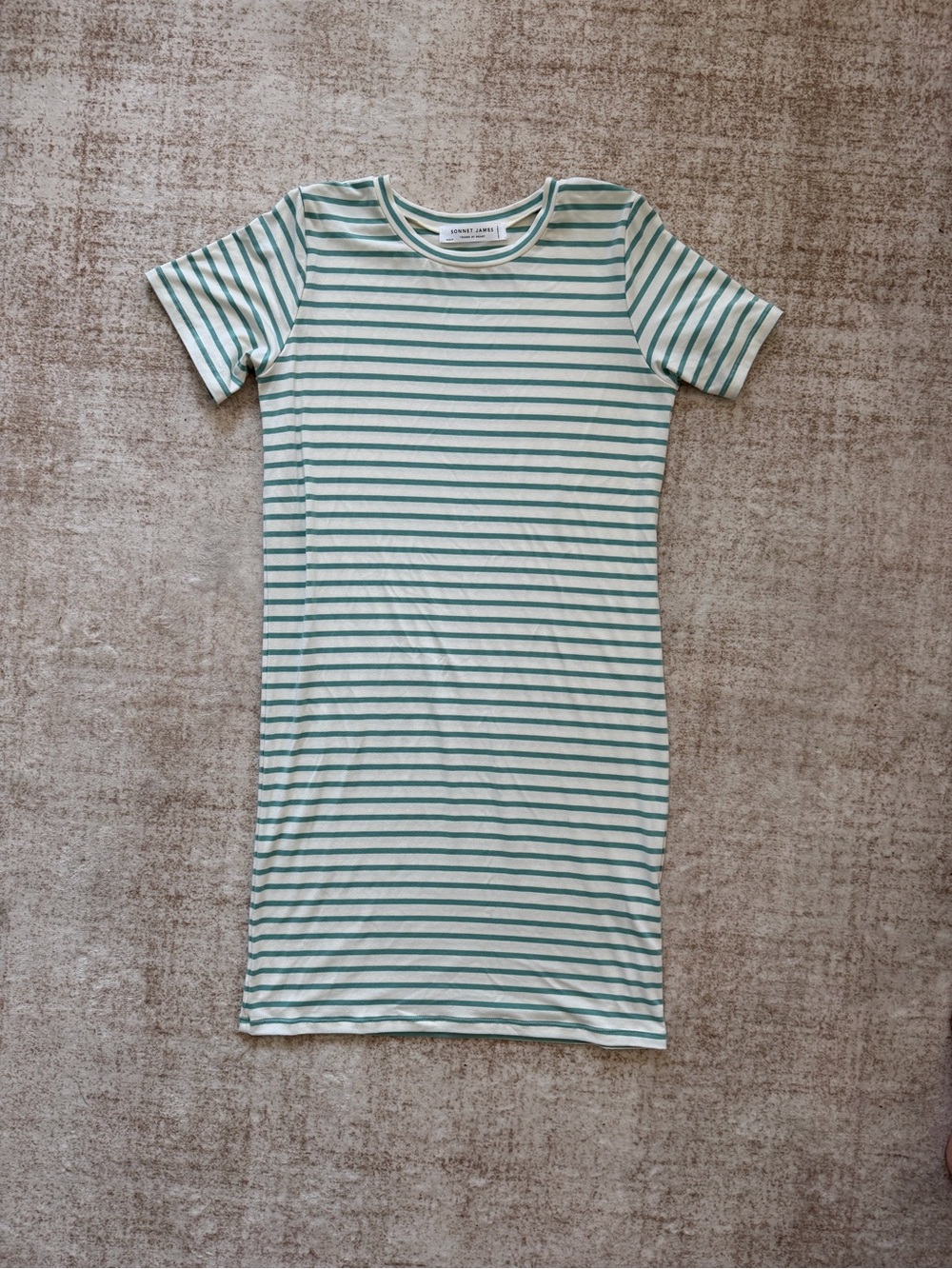 Sonnet James Green & Cream Striped T-Shirt Play Dress XXS/P